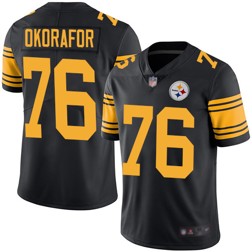 Men Pittsburgh Steelers Football #76 Limited Black Chukwuma Okorafor Rush Vapor Untouchable Nike NFL Jersey->youth nfl jersey->Youth Jersey